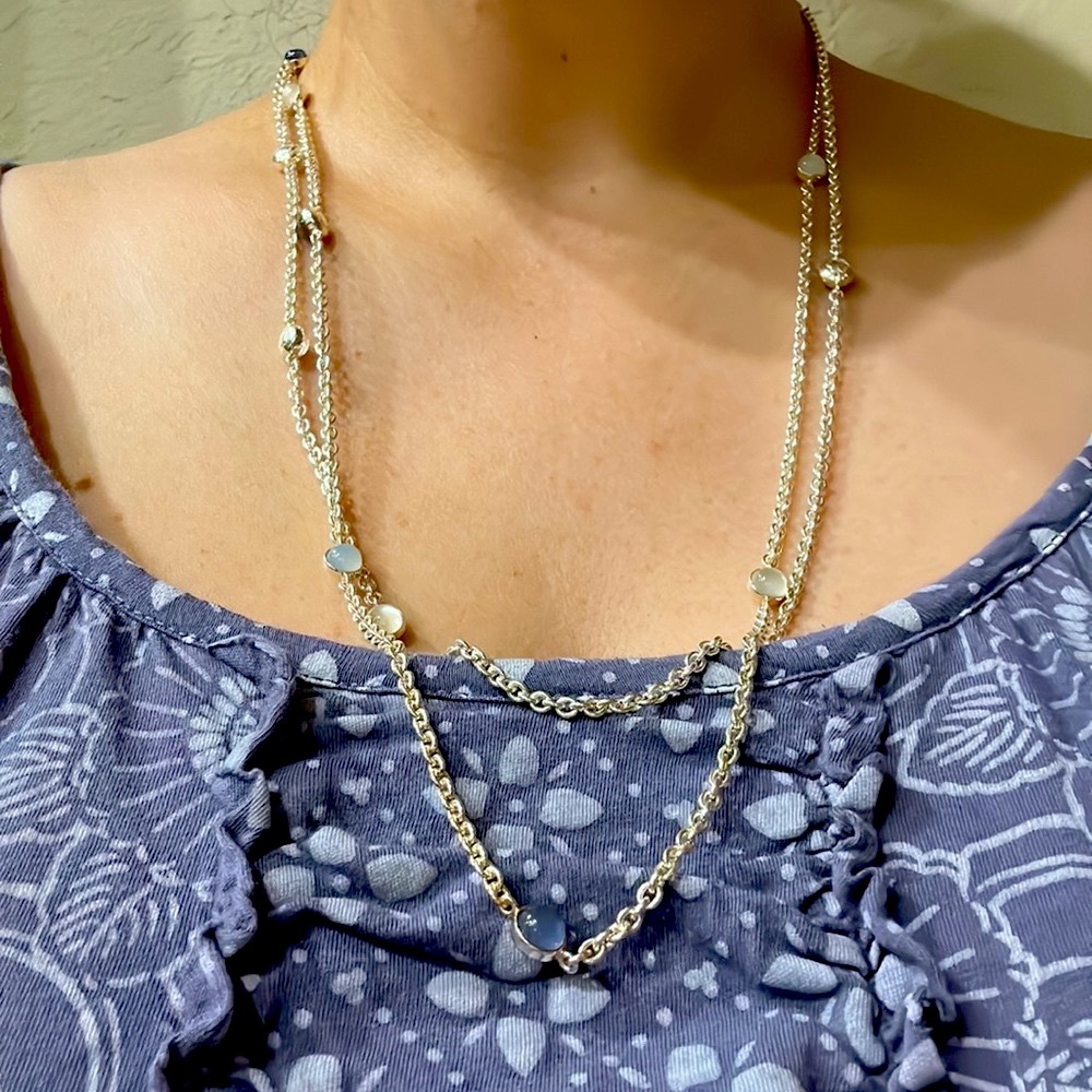 Montblanc necklace and earrings set, silver